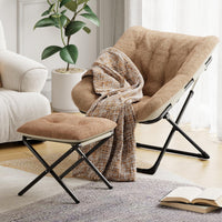 Garvee Comfy Chair Poltrona lounge oversize in pelliccia sintetica con struttura in metallo pieghevole per soggiorno e camera da letto multicolore