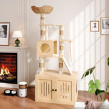 Garvee Albero per Gatti Torre 170 cm con Cucce e Posti Graffianti, per Interni, Materiale Resistente, Cuscini Lavabili