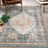 Tappeto vintage Garvee Easy Clean con supporto antiscivolo in TPR per camera da letto e soggiorno, 120x170 cm, verde