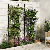 Garvee Set di 2 tralicci da giardino in metallo per piante rampicanti, 75"x20", antiruggine, verniciato a polvere, 4 pannelli, patio e giardino, nero
