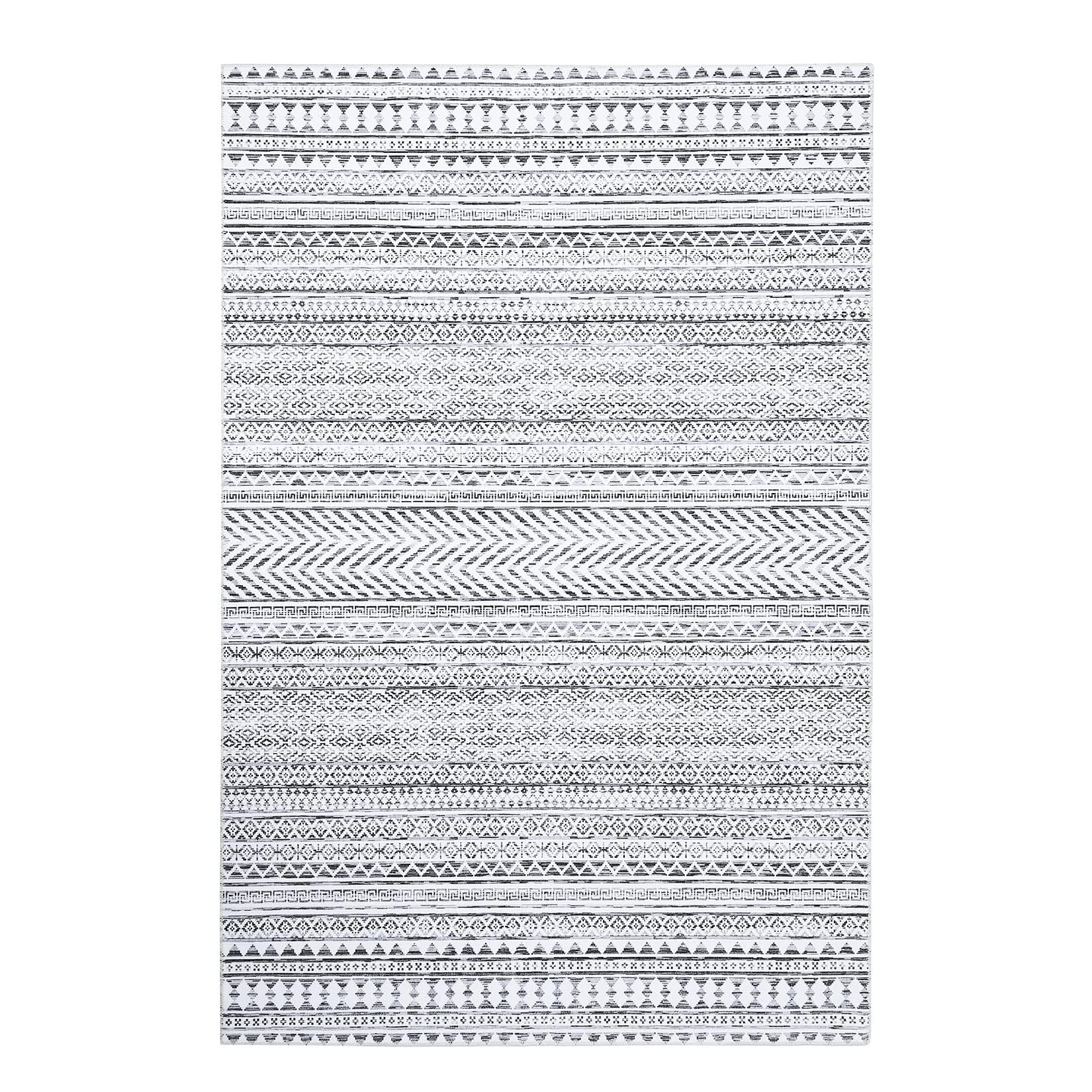 Tappeto a pelo corto GARVEE Boho in poliestere 240x340cm grigio | Fondo antiscivolo | Per soggiorno e camera da letto