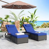 Set 2 Chaise Longue da Patio in Rattan, 6 Posizioni Regolabili, Piani Pieghevoli, Resistente alle Intemperie, Giardino e Piscina, Nero