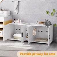 Garvee Litter Box Enclosure, cuccia per gatti a due stanze con mobili integrati per soggiorno, 55"L, bianca