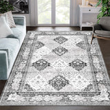 Garvee Boho Rugs Tappeto sottile antiscivolo lavabile per soggiorno, sala da pranzo, camera da letto, cucina, ufficio, 120x170 cm, grigio