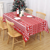 Tovaglia natalizia Garvee, quadrata, 52x52 pollici, impermeabile, antimacchia, in poliestere, motivo fiocchi di neve e renne, per feste di Natale a casa - Rosso