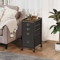 Scatola portadocumenti con ruote Garvee a 4 cassetti con struttura in metallo e superficie in MDF per ufficio e casa, leggera, robusta, impermeabile, nera