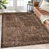 Tappeto Garvee Boho, Soggiorno, Grande, Vintage, Lavabile, Pelo Corto, Antiscivolo, Marrone Rossastro, 160x230 cm - Marrone rossastro