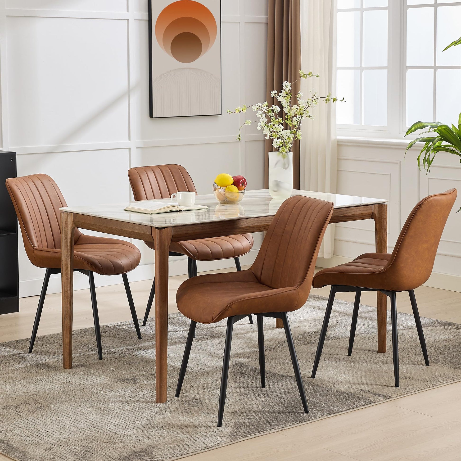 Garvee Set di 2 sedie imbottite moderne per sala da pranzo, rivestite in similpelle, gambe in metallo, stabili, comode e versatili, per cucina e bar, nere