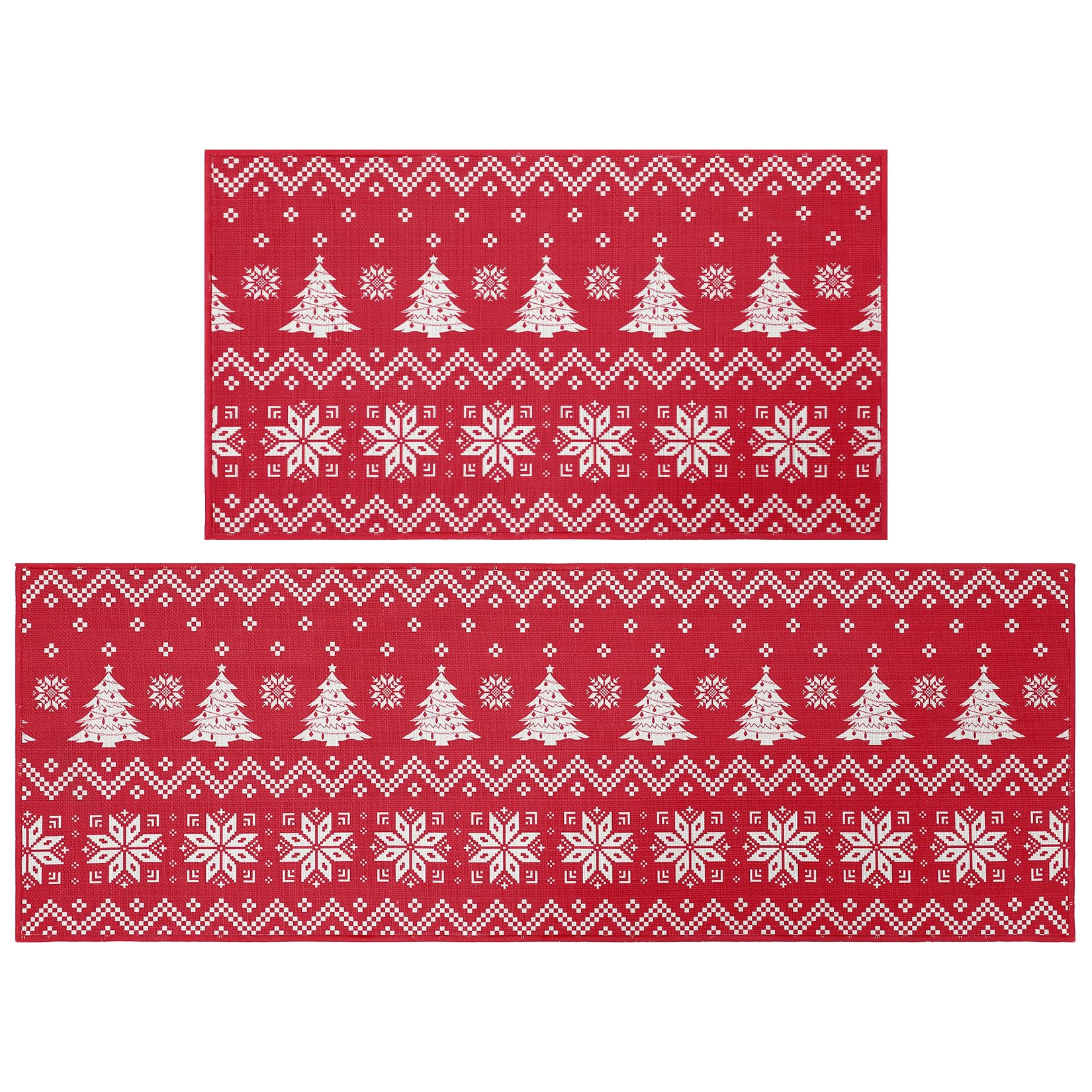 Tappetini da cucina natalizi Garvee, set da 2 pezzi, tappetini simili in lino bohémien per pavimento e bagno, 40x60 cm + 40x120 cm