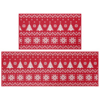 Tappetini da cucina natalizi Garvee, set da 2 pezzi, tappetini simili in lino bohémien per pavimento e bagno, 40x60 cm + 40x120 cm