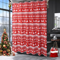 Tenda da doccia natalizia Garvee con motivo ad albero e cervo, impermeabile, magnetica, 35x72 pollici, rosso e bianco, arredo bagno
