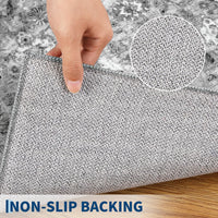Tappeto vintage Garvee 120x170cm, lavabile, antiscivolo, stile boho, per soggiorno, camera da letto, sala da pranzo, grigio