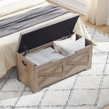 Panca portaoggetti Garvee con serratura di sicurezza, stile fattoria, legno, grigio, per corridoio e camera da letto - Avorio chiaro