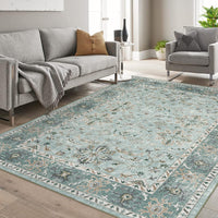 Tappeto lavabile Garvee, tappeto per soggiorno, motivo floreale classico di ispirazione vintage, 160x230 cm