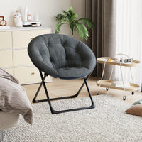 Sedia pieghevole Garvee in pelliccia sintetica con struttura in metallo per camera da letto e giardino, grigia, comoda e portatile