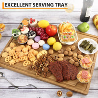 Tagliere in bambù extra large Garvee 24x18" con scanalatura per il succo e manici per cucina e carne, legno robusto, bifacciale, spessore 0,8"