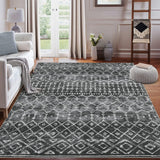 Tappeto GARVEE, motivo geometrico, antiscivolo, lavabile, pelo corto, poliestere, pieghevole, nero, 120x170 cm, soggiorno, camera da letto - Nero