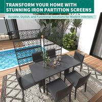 Garvee Metal Privacy Screen 71"x46" - Resistente alle intemperie, antiruggine, autoportante per giardino e patio, nero, geometrico