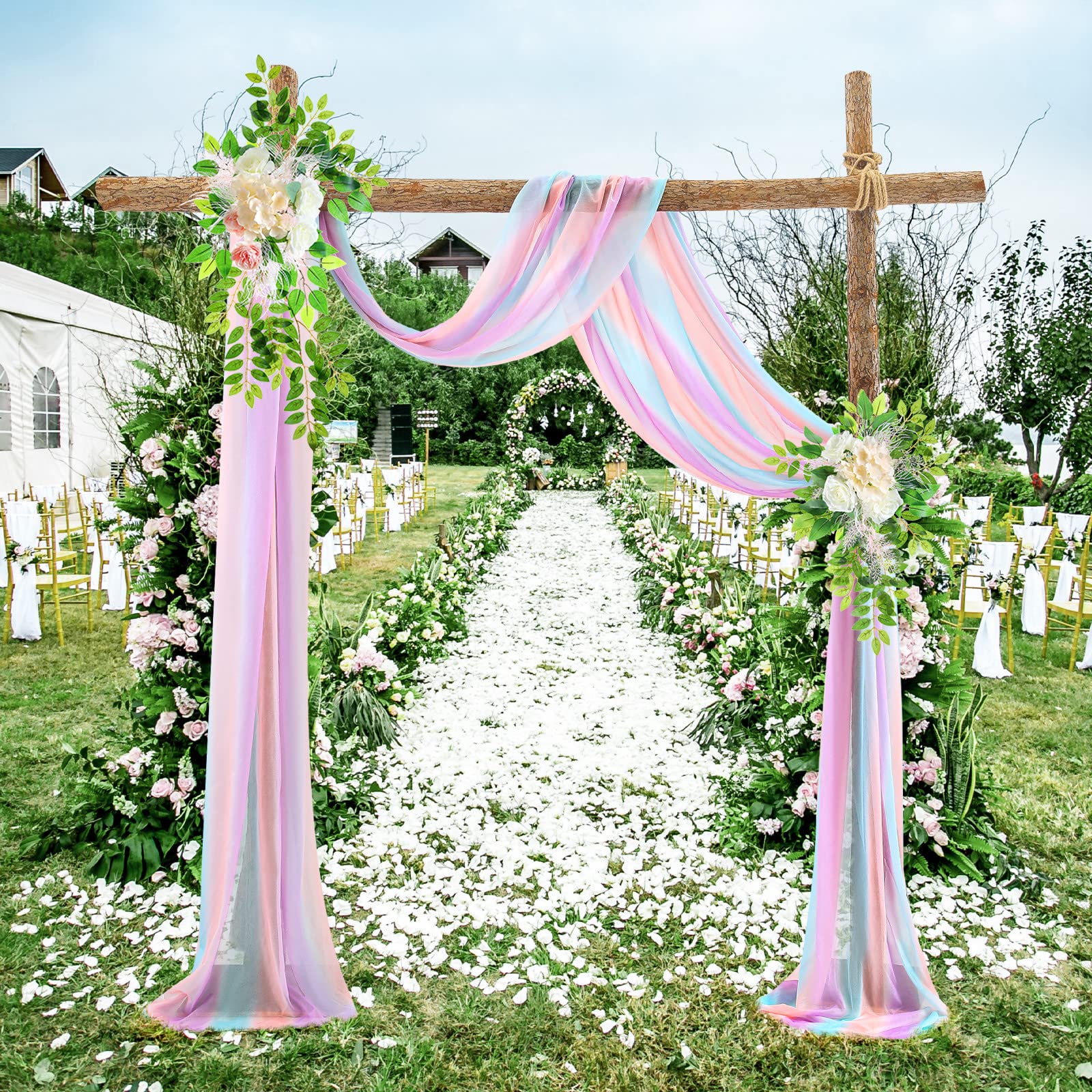 Garvee Wedding Arch Draping Fabric Tulle Contrast Colour Outdoor Backdrop 2FTx18FT Riutilizzabile Spruzzabile con Acqua Versatile