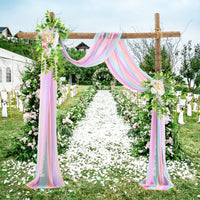 Garvee Wedding Arch Draping Fabric Tulle Contrast Colour Outdoor Backdrop 2FTx18FT Riutilizzabile Spruzzabile con Acqua Versatile