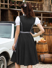Abito tradizionale Dirndl midi da donna Garvee in 2 pezzi con grembiule Dirndl per l'Oktoberfest, taglie 34-44, confezione riutilizzabile