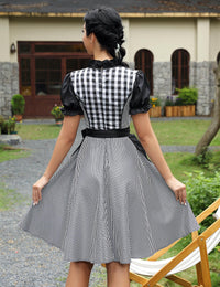 Abito tradizionale Dirndl midi da donna Garvee in 2 pezzi con abito Dirndl e grembiule per l'Oktoberfest, taglie 34-52, confezione riutilizzabile