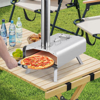 Forno per pizza da esterno Garvee da 30.48 cm a pellet di legno in acciaio inossidabile portatile con termometro per campeggio e giardino, nero