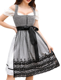 Garvee - Set da 3 pezzi in Dirndl tradizionale midi da donna, grigio, taglia 34