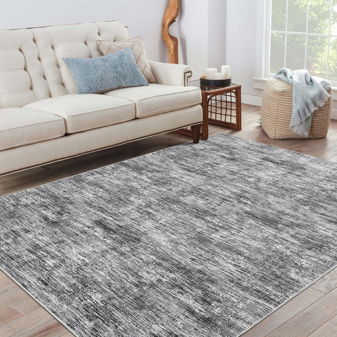 Tappeto rettangolare grande Garvee, morbido, lavabile in lavatrice, moderno, per camera da letto, grigio chiaro, 160 x 230 cm