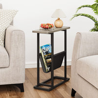 Tavolino laterale stretto Garvee per piccoli spazio con spazio per archiviazione, soggiorno, ufficio, 17.7"L*7.08"W*21.7"H, grigio
