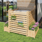 Garvee Recinzione per la privacy da esterno 33x40 pollici, in legno con fioriera per patio e giardino, resistente alle intemperie, robusta, autoportante, in legno naturale - Legno