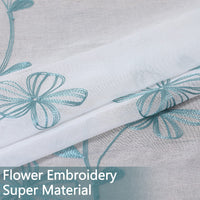 Tende trasparenti Garvee con ricamo per cucina e soggiorno, 26"x36", bianco turchese, poliestere