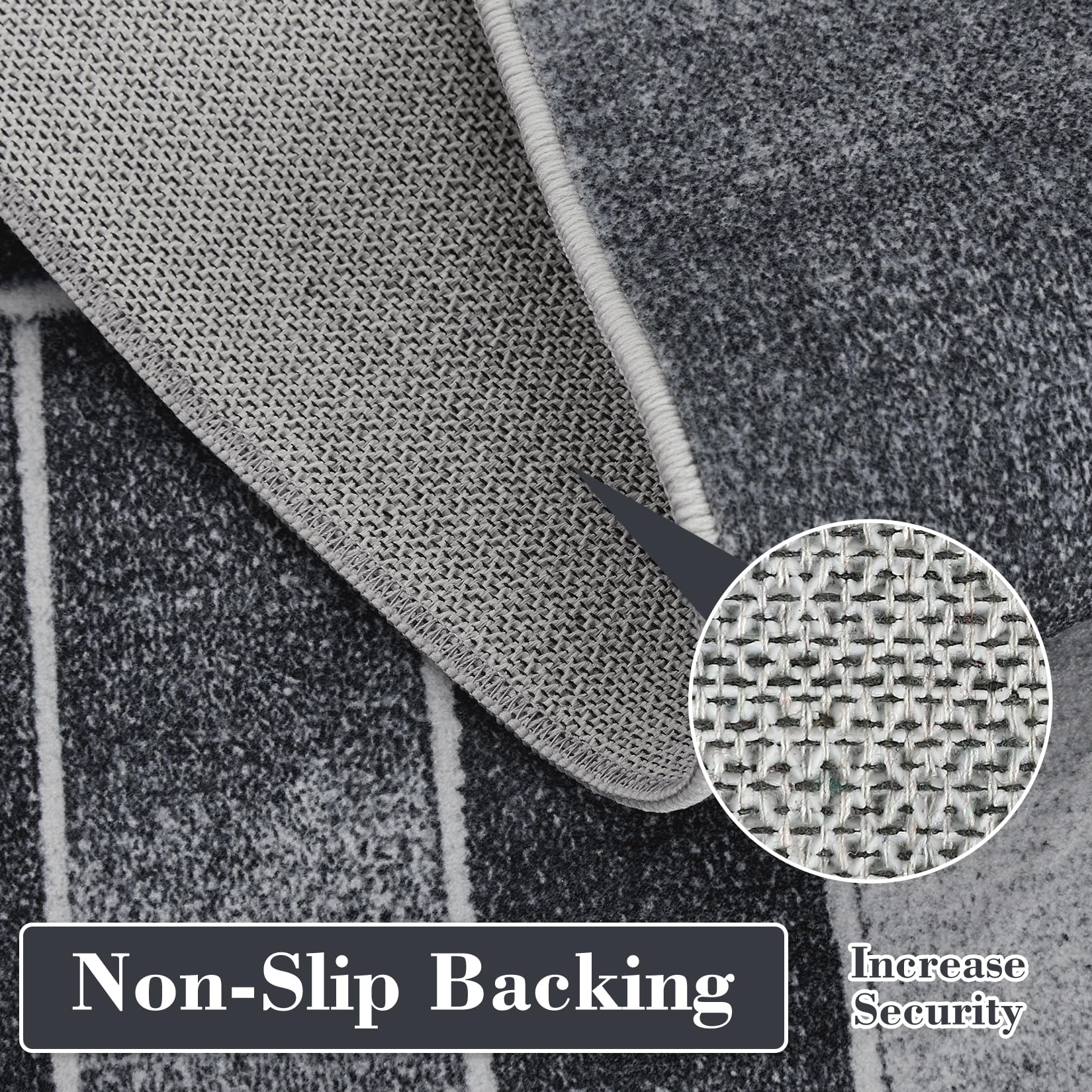 Tappeto moderno a pelo corto Garvee con taglio sagomato e motivo geometrico per soggiorno e camera da letto, 200x290 cm, nero