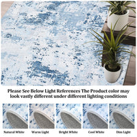 Tappeto moderno astratto Garvee 200 x 290 cm blu a pelo corto per soggiorno antiscivolo