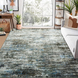 Garvee Tappeto Moderno Astratto Lavabile Antiscivolo Basso Pelo Poliestere Blu-Grigio 120x170cm Soggiorno Camera da Letto