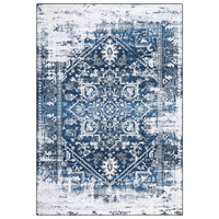 Garvee Tappeto Retro Gradient 120x170 cm Blu Medaglione Neve Orientale, Lavabile, Antiscivolo, Poliestere, Basso Pelo, Per Soggiorno e Camera