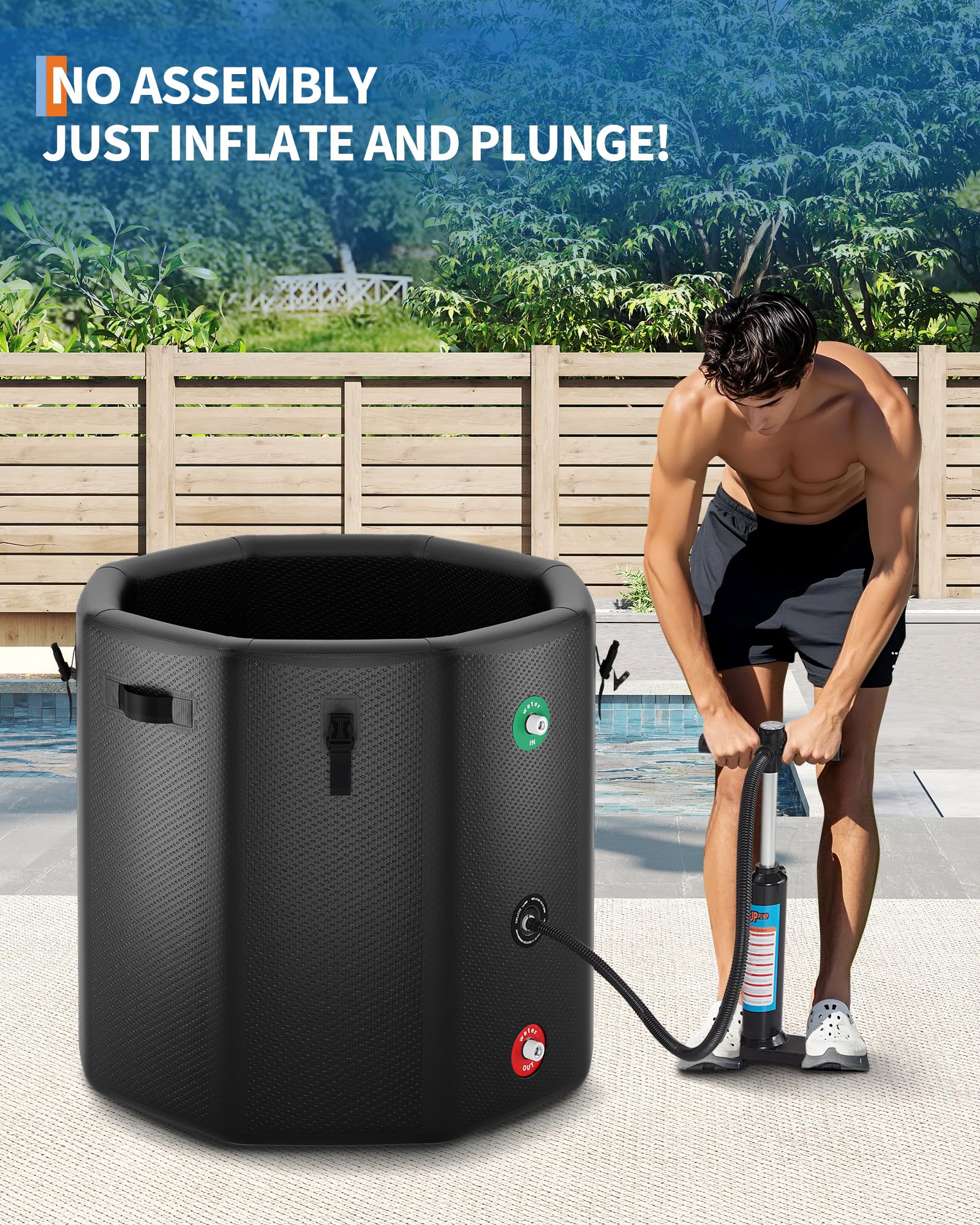 Vasca da bagno ghiacciata Garvee XXL per atleti, 186 galloni, PVC di grado militare, compatibile con refrigeratori d'acqua, portatile, coperchio isolato, sport e tempo libero