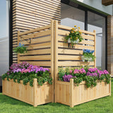 Garvee Recinzione per la privacy da esterno 22x40 pollici in legno con 2 pannelli e fioriera per giardino e terrazza, resistente alle intemperie, stabile e indipendente, legno naturale marrone - marrone