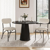 Garvee Set di 2 Sedie da Pranzo Beige in Tessuto Lambswool con Gambe in Metallo Resistenti per Cucina e Soggiorno Moderno Minimalista