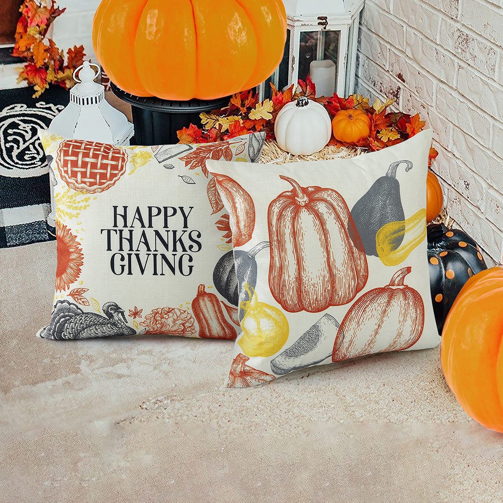 GARVEE Federe in piuma 45x45 cm, decorazione autunnale, in poliestere, con cerniera, set da 4 pezzi, soggiorno, camera da letto, Ringraziamento