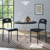 Garvee Set 2 Sedie da Pranzo Impilabili Moderne Resistenti all'Acqua Gambe in Metallo per Cucina e Soggiorno 45.5 cm x 40.1 cm x 76.5 cm Nero - Nero