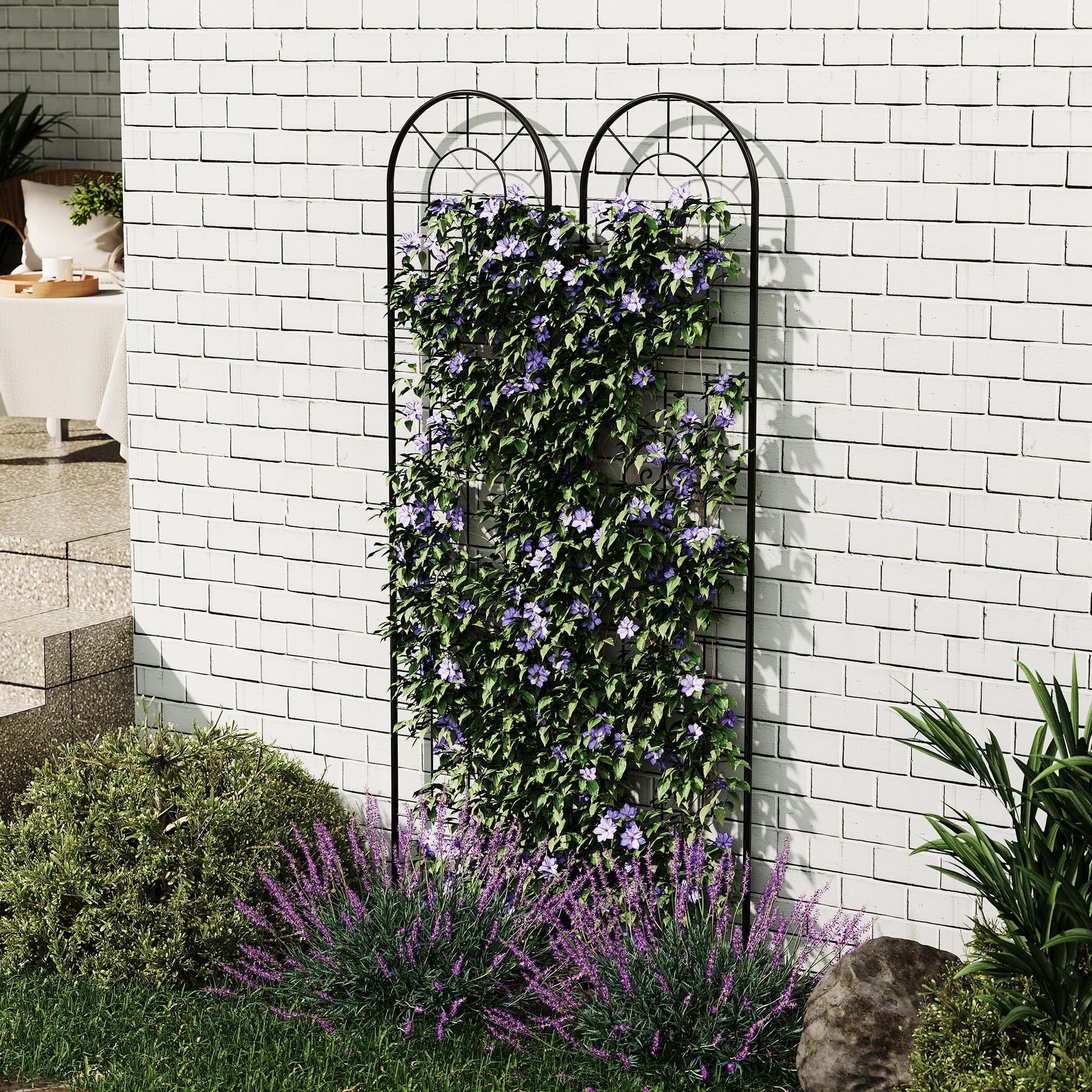 Set di tralicci da giardino Garvee da 2 pezzi per piante rampicanti, 55x12 pollici, metallo robusto, resistente alle intemperie, decorativo, per giardino e patio