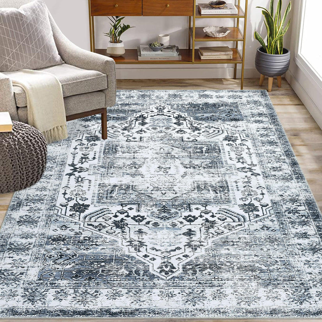 Garvee Tappeto Soggiorno Vintage Ultradun Ultra Morbido Lavabile Poliestere Antiscivolo Elegante 160x230 cm Casa Ufficio Multicolore