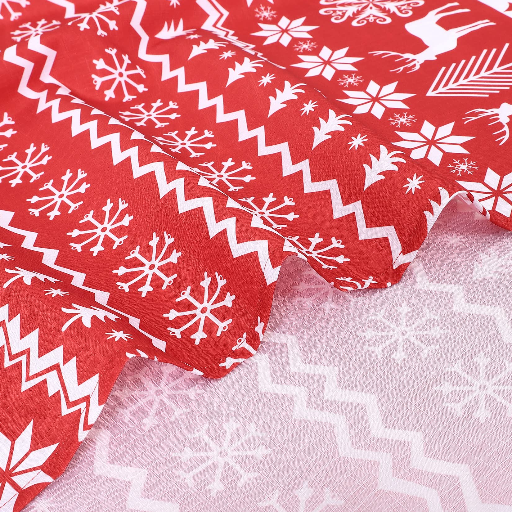 Tovaglia natalizia Garvee, quadrata, 52x52 pollici, impermeabile, antimacchia, in poliestere, motivo fiocchi di neve e renne, per feste di Natale a casa