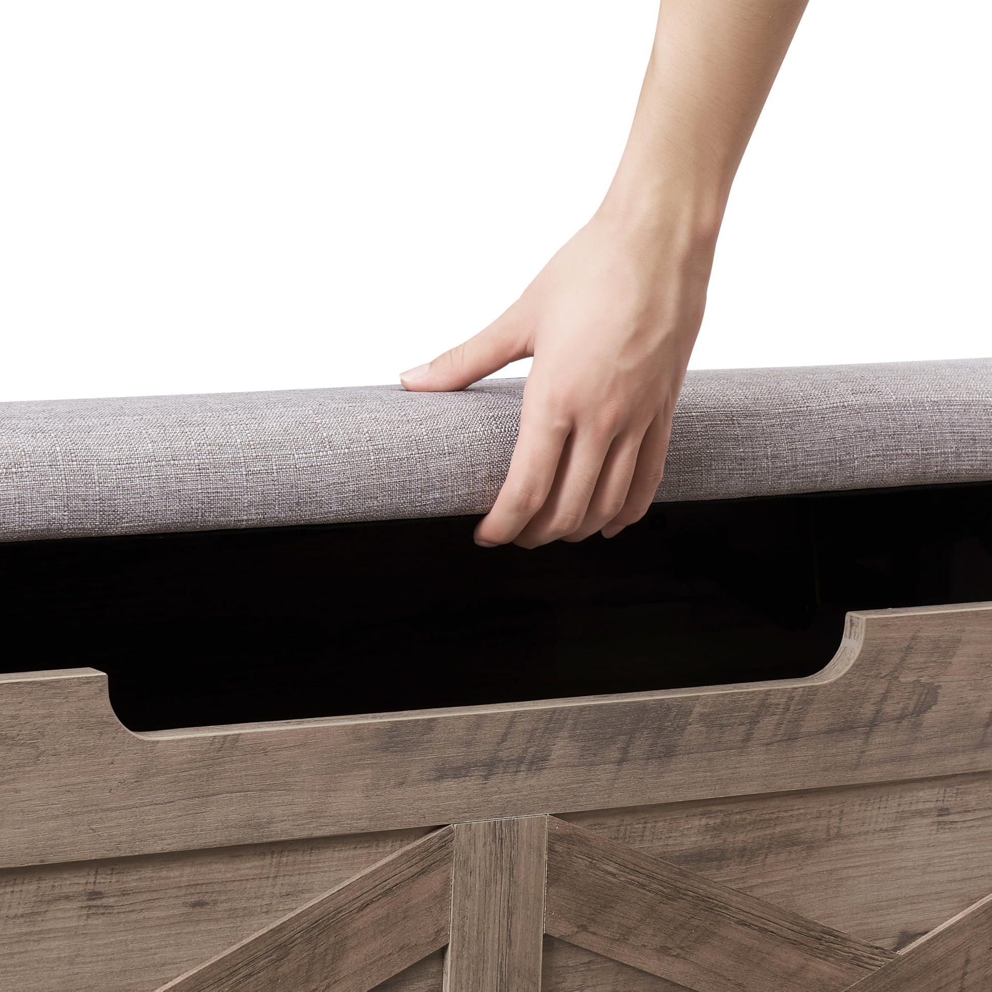 Panca portaoggetti Garvee con serratura di sicurezza, stile fattoria, legno, grigio, per corridoio e camera da letto