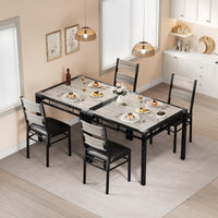 Set da pranzo Garvee per 2 persone con sedie imbottite, protezioni angolari, ergonomico, in legno MDF, struttura in acciaio, grigio retrò, compatto per cucina e appartamento
