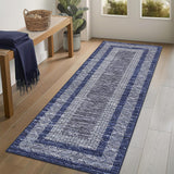 Tappeto Corridoio Cucina 350g Poliestere Kaschmir Imitazione Antiscivolo 60x230cm Blu Ingresso - Blu