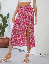 Garvee Gonna Donna A-Line Floreale con Spacco Vita Alta Tessuto Confortevole Stile Boho Taglia XXL Spiaggia Tempo Libero