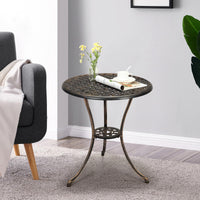 Tavolo da bistrot in alluminio Garvee da 24" con foro per ombrellone, antiruggine, bronzo vintage per giardino e balcone, robusto, leggero