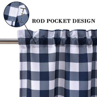 GARVEE Tende da cucina impermeabili con motivo a quadri Buffalo, 2 pannelli, 28x45 pollici, blu navy, per cucina e soggiorno